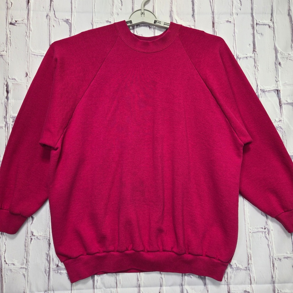 VTG Fruit of the Loom Women 2XL Pink‎ Raglan Sleeve Sweatshirt Casual Made USA